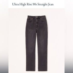 Abercrombie Ultra High Rise 90s Straight Jean in Black, Size 26 R (2)